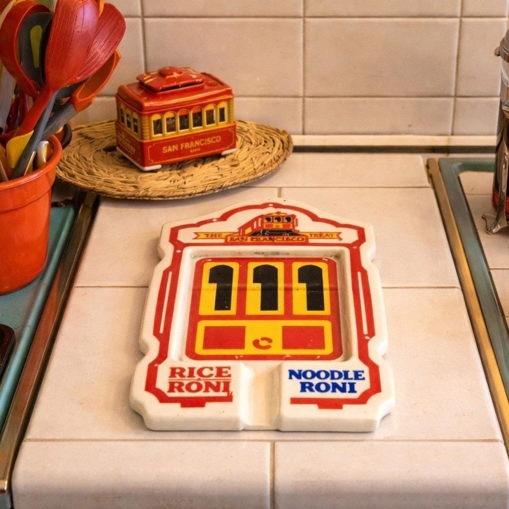 Vintage Rice Roni Noodle Roni San Francisco Cable Car Spoon Rest Trivet